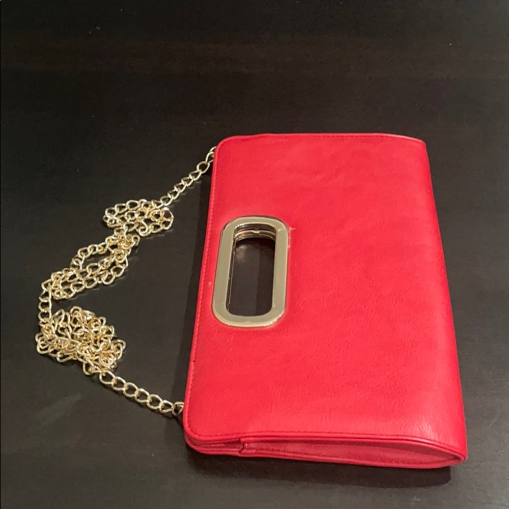 Red Leather Fashion Clutch